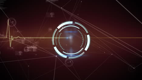 animación de bloqueo seguro sobre el monitor de frecuencia cardíaca y la red de conexión