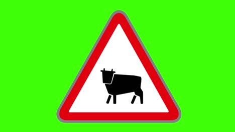 green screen , road signs icon , danger farm animals ahead