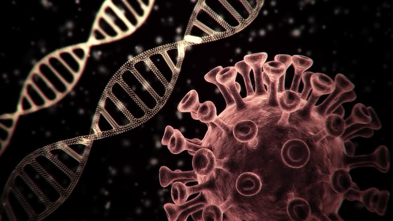 Concept dna with covid n19 virus background