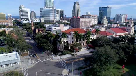 4k aerial video of city hall in st petersburg with scenic waterfront downtown skyline in background