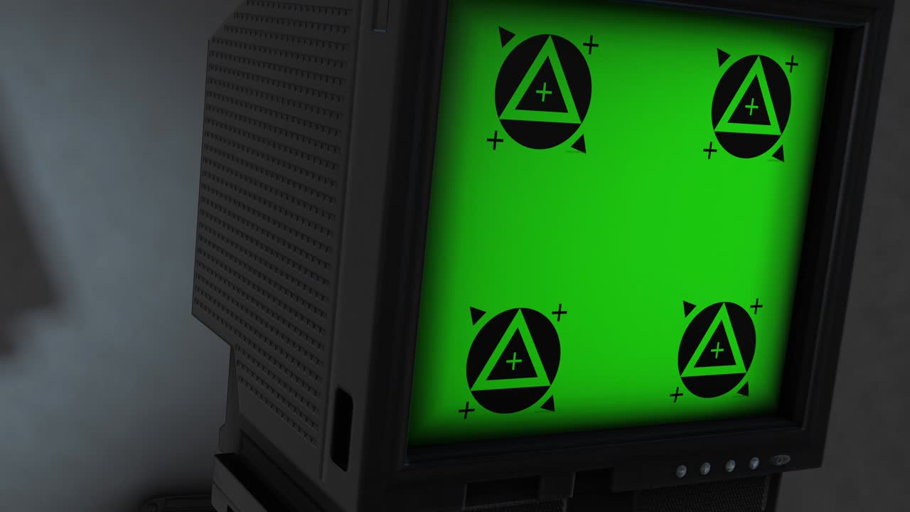 벽에 장착된 텔레비전 - 녹색 스크린