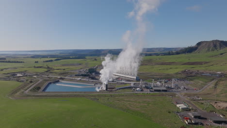 aerial view of the tauhara geothermal power station in taupo, new zealand