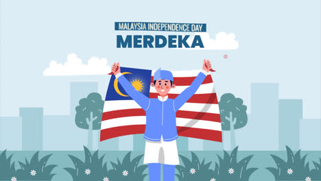 una animación de ilustración plana para la celebración del día de la independencia de malasia