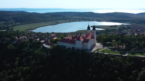 beutiful church in summer at the lake balaton