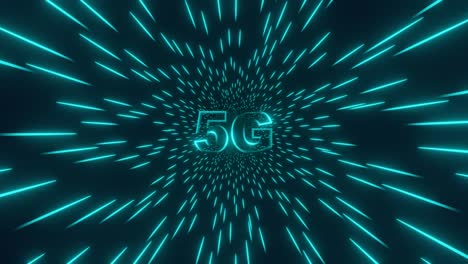 5g symbol with blue abstract futuristic background. 5th generation of wireless internet connection. digital global network high-speed technology concept. 3d animation.