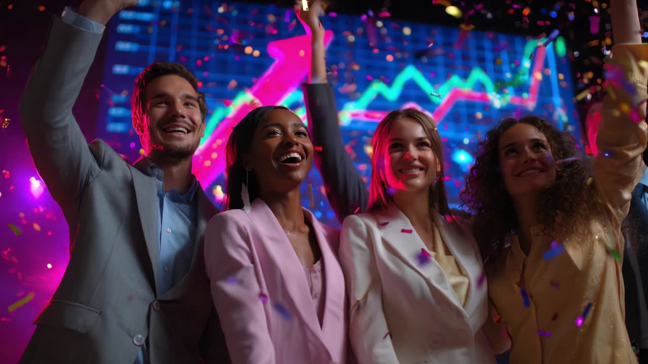 Successful Business Team Celebrating Financial Growth