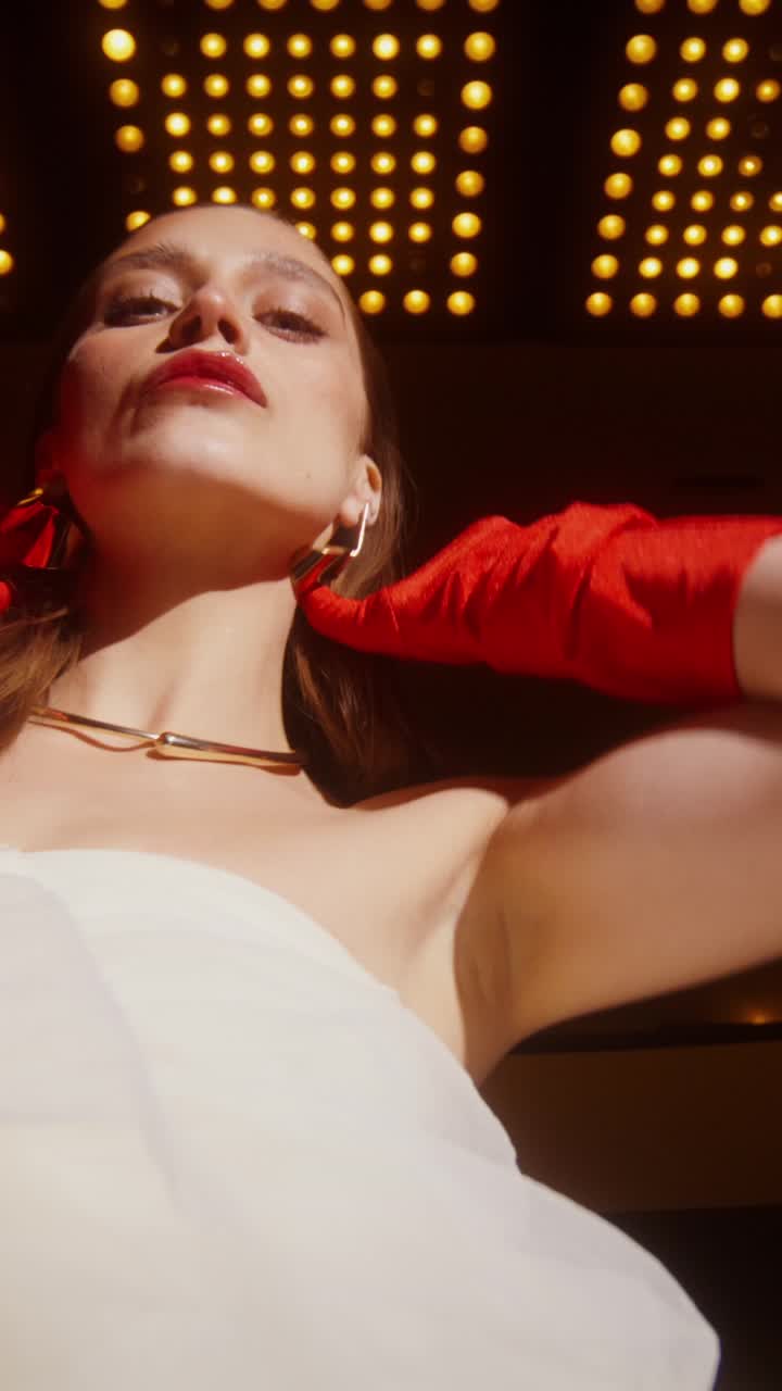 Fashion Portrait of a Woman in Red and White