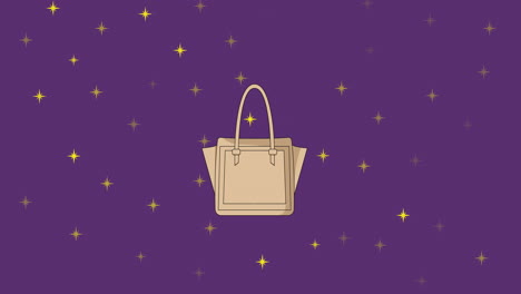 animation of handbag icon over purple background