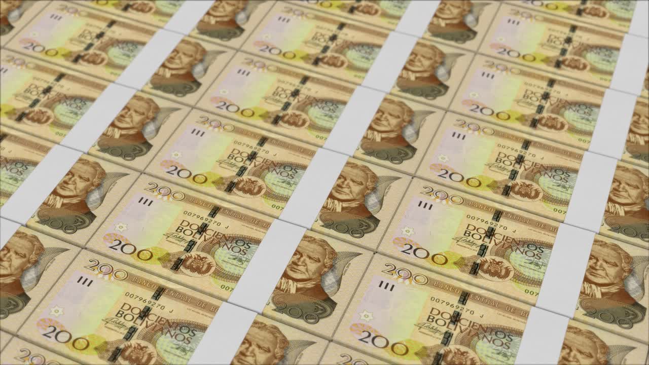 금전 인쇄기 에 의해 인쇄 된 200 볼리비아 볼리비아노 지폐
