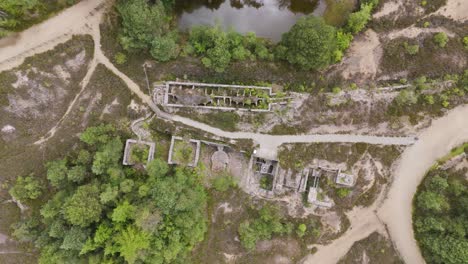 aerial view of abandoned industrial ruins