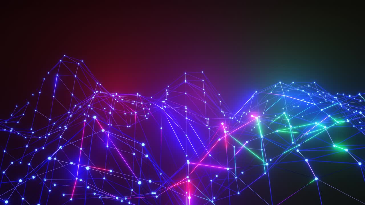 4K 3D animation. Plexus effect. Abstract digital connection moving dots and lines