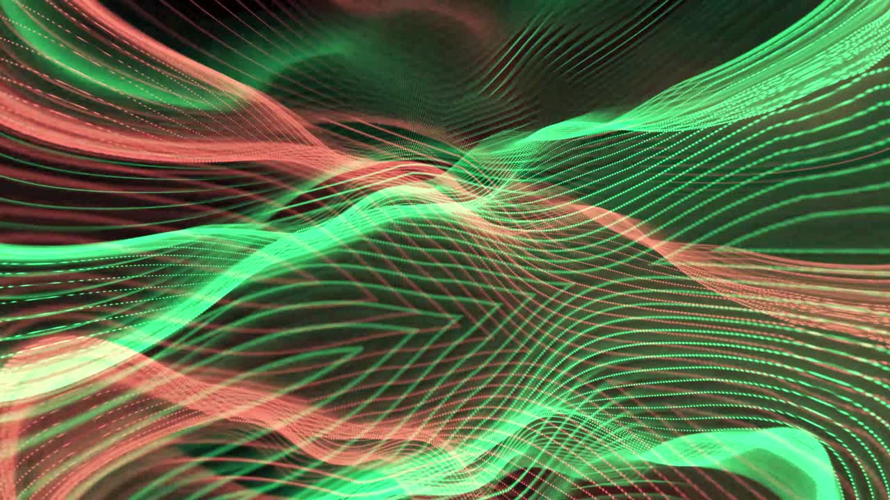 colorful abstract wavy line motion background. Colorful techy dot line animation.