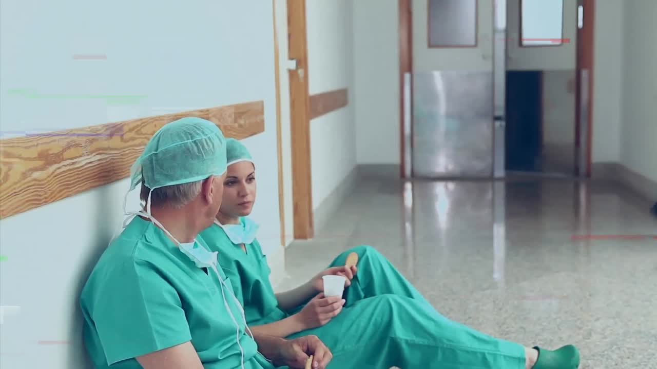 Animazione di interferenza su diversi medici in ospedale