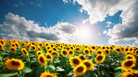 vast sunflower field under a bright blue sky