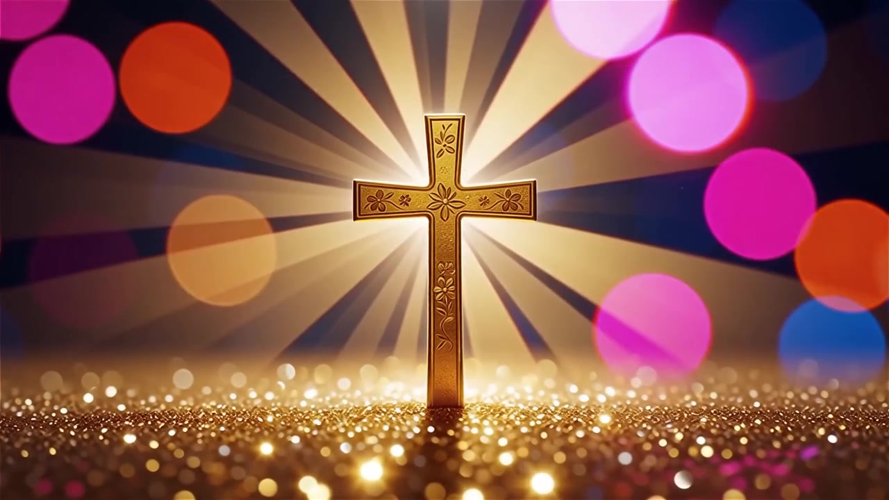 Cruz Cristiana con Luz Celestial, Fondo para Adoración.