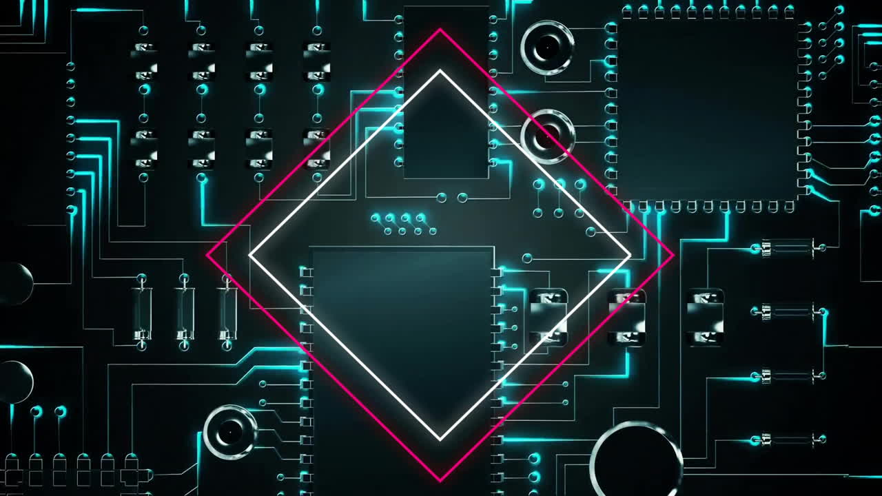 animación del patrón de neón y de la placa de circuitos