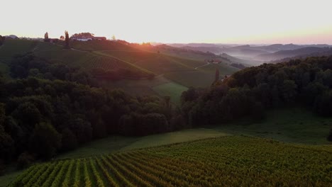 una mesa que se encuentra exactamente en la frontera de austria y eslovenia | amanecer en el fondo
