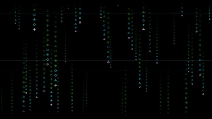 Digital Matrix Style Falling Geometric Shapes Animation