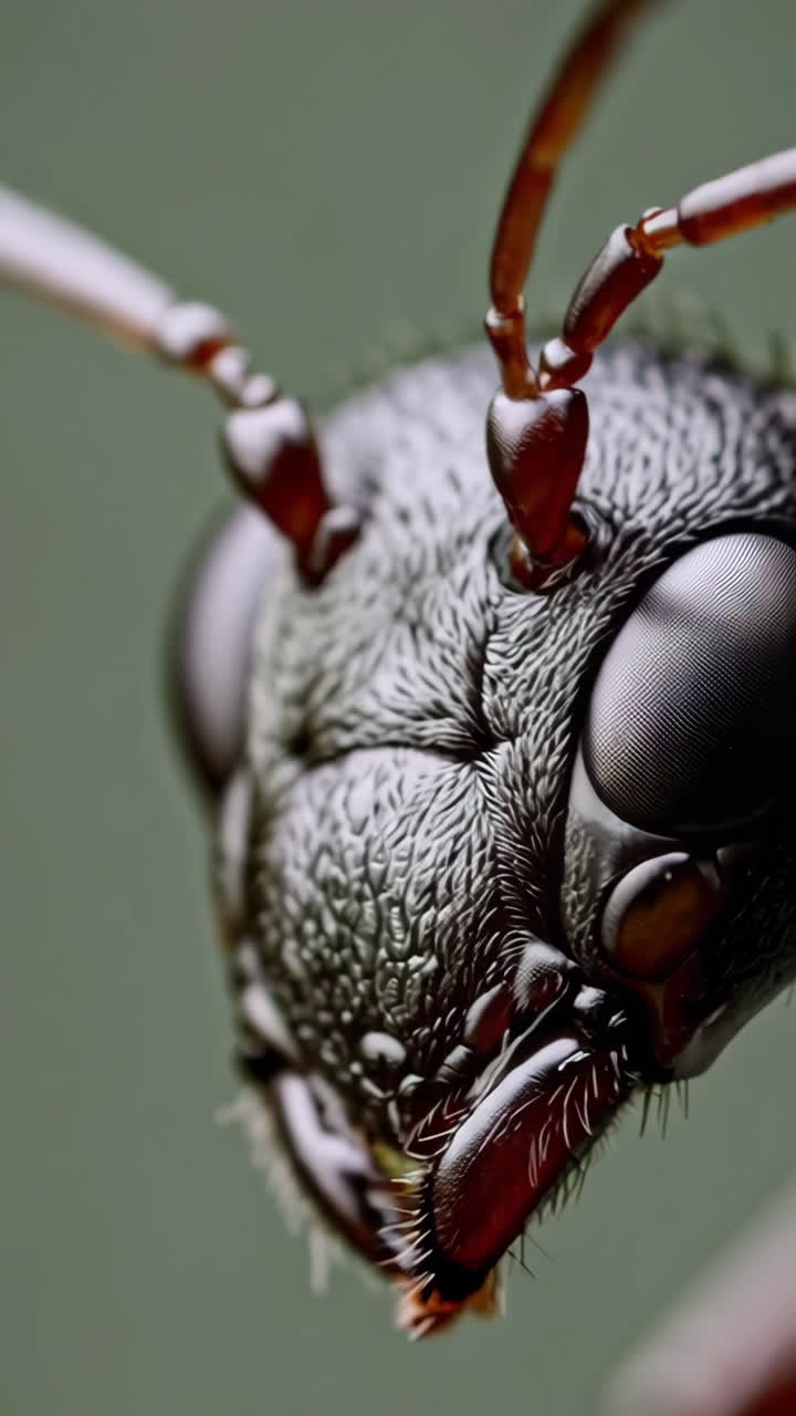 Close-up of an ant head