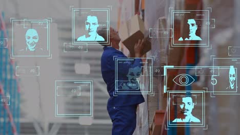 interfaz digital con el procesamiento de datos en contra de más de la mitad de la sección de empresarios estrechando la mano en o