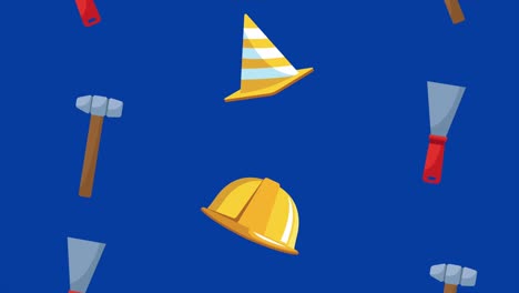 feliz celebración del día del trabajo con patrones de herramientas