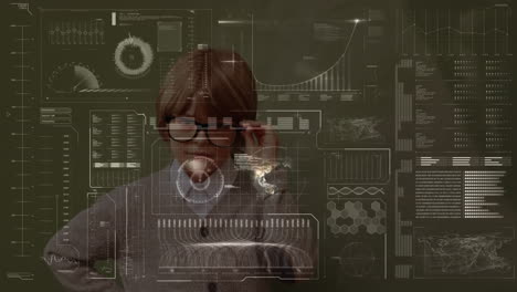 animación de un niño que lleva gafas sobre las estadísticas que se muestran en el fondo