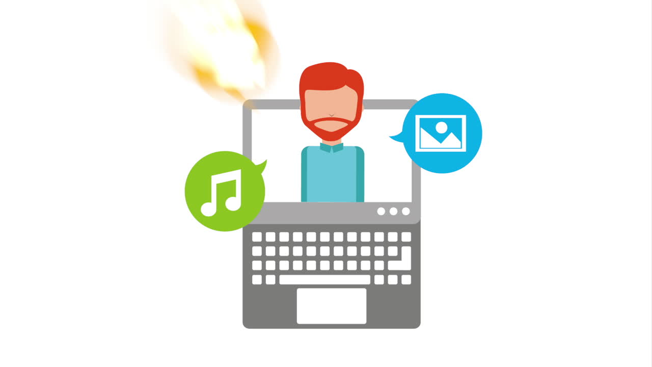 social media marketing with user and laptop