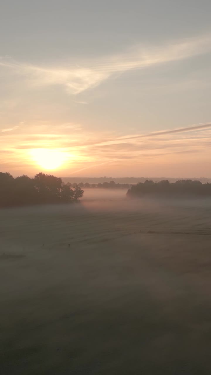 amanecer brumoso sobre un campo de golf