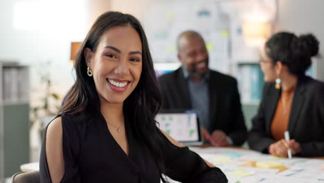 Meeting,-smile-and-portrait-of-business-woman