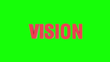 vision 3d text animation isolated on clean white background with chroma key and alpha channel to remove or replace background, 3d animation, 3d rendering