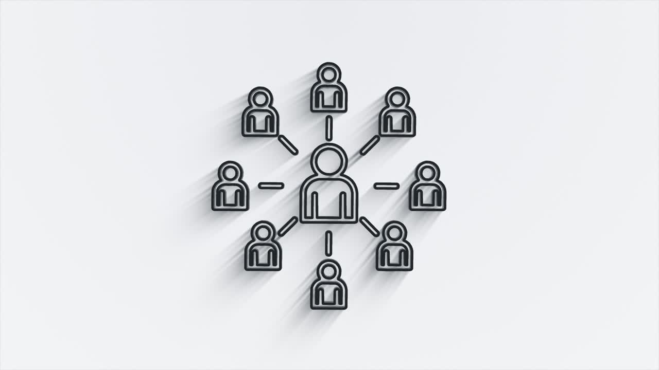 diseño de icono de sombra de línea de medios sociales aislado en fondo blanco. icono web de esquema. gráficos en movimiento.