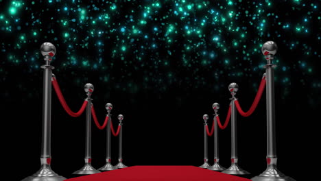 animación de puntos brillantes de luz que caen sobre el fondo de la alfombra roja