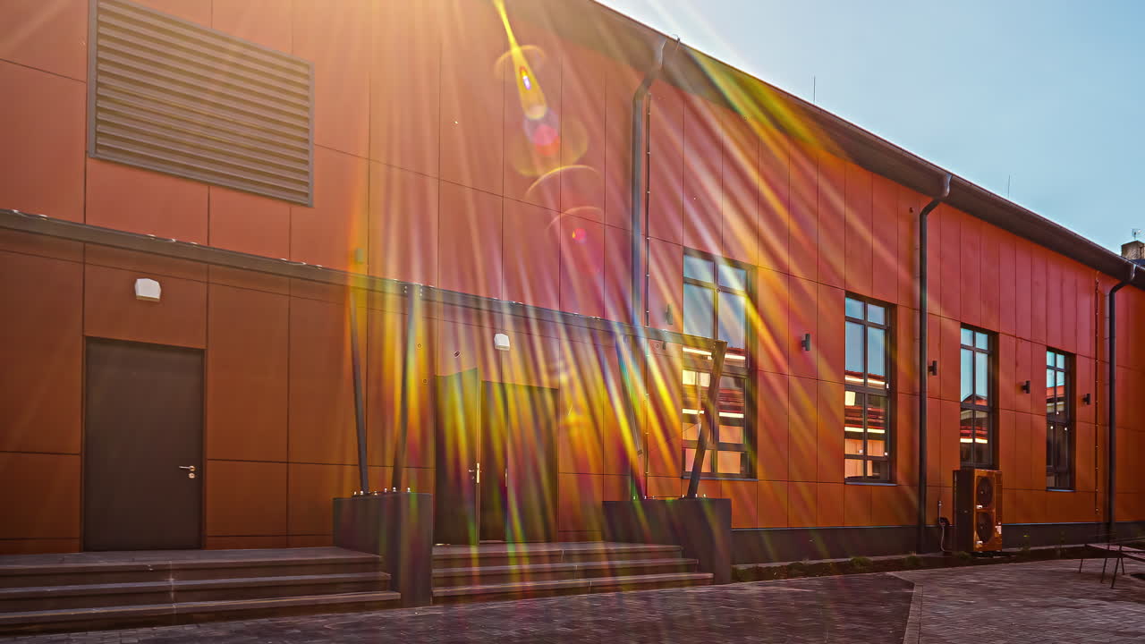 un buen destello de lente en un disparo de edificios de oficinas