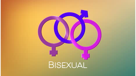 animación de movimiento de símbolo bisexual azul y rosa y texto en fondo verde.