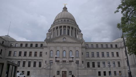 time-lapse, wide: stormy skies over the mississippi state capitol building. jackson, ms