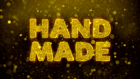 hand made text on golden glitter shine particles animation.