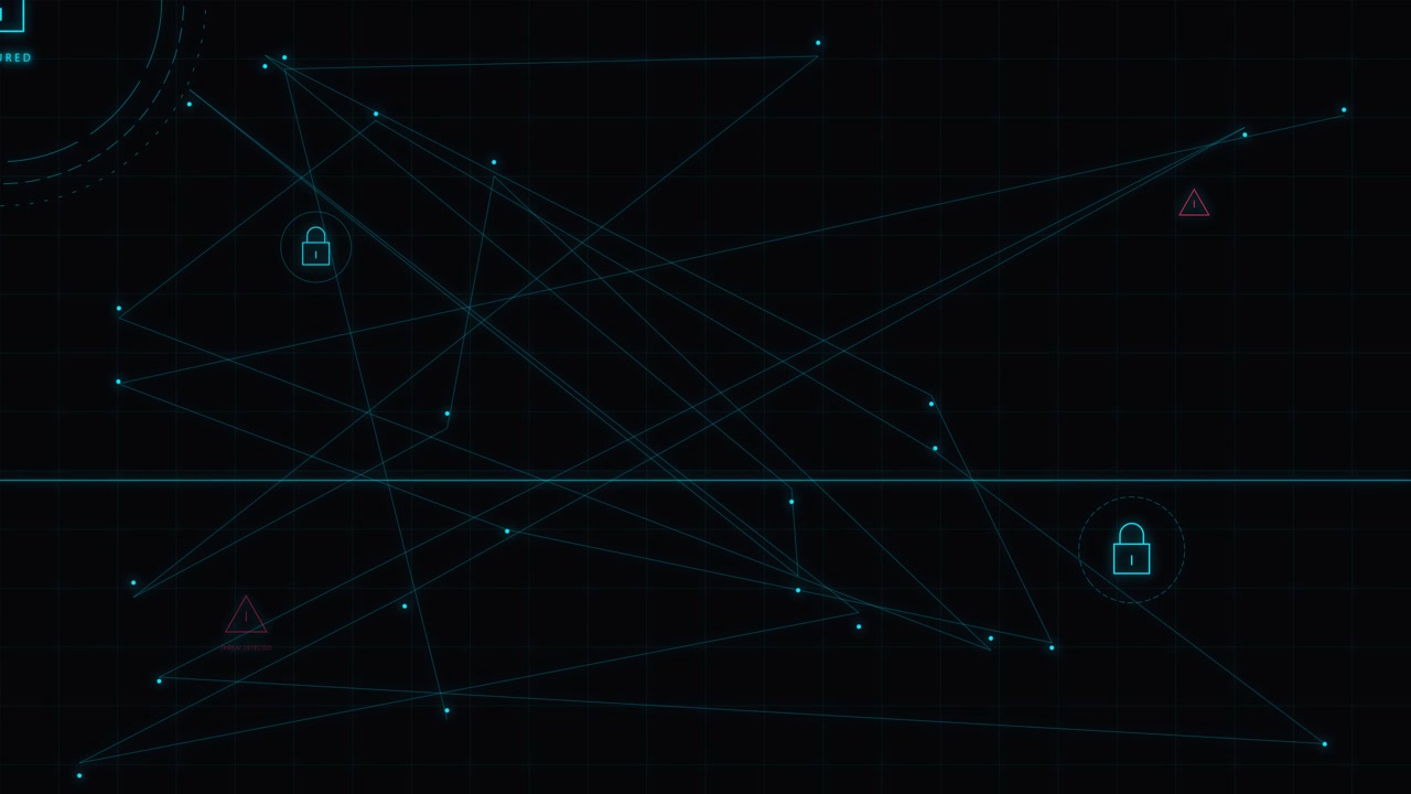 Digital Network Security Interface with Moving Scanning Line