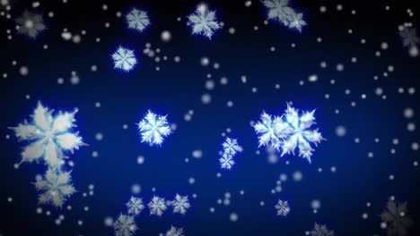 falling snowflakes animation on dark blue background