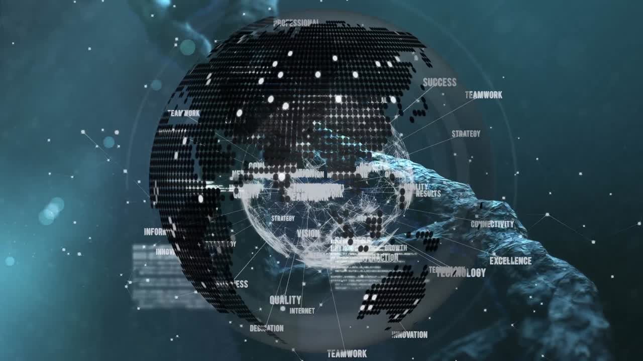 어두운 녹색 배경에 dna, 지구와 데이터 처리의 애니메이션