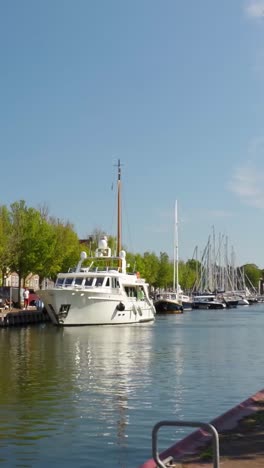 canal scene with yachts in a dutch town