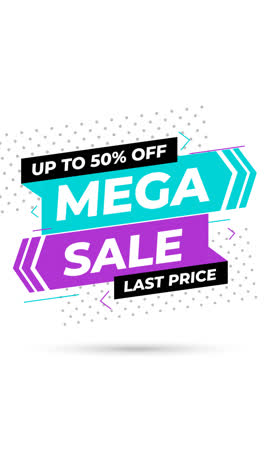 motion graphic of colorful mega sale banners concept