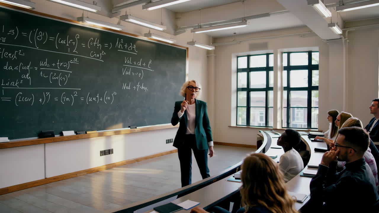 Professor Lecturing in a Classroom