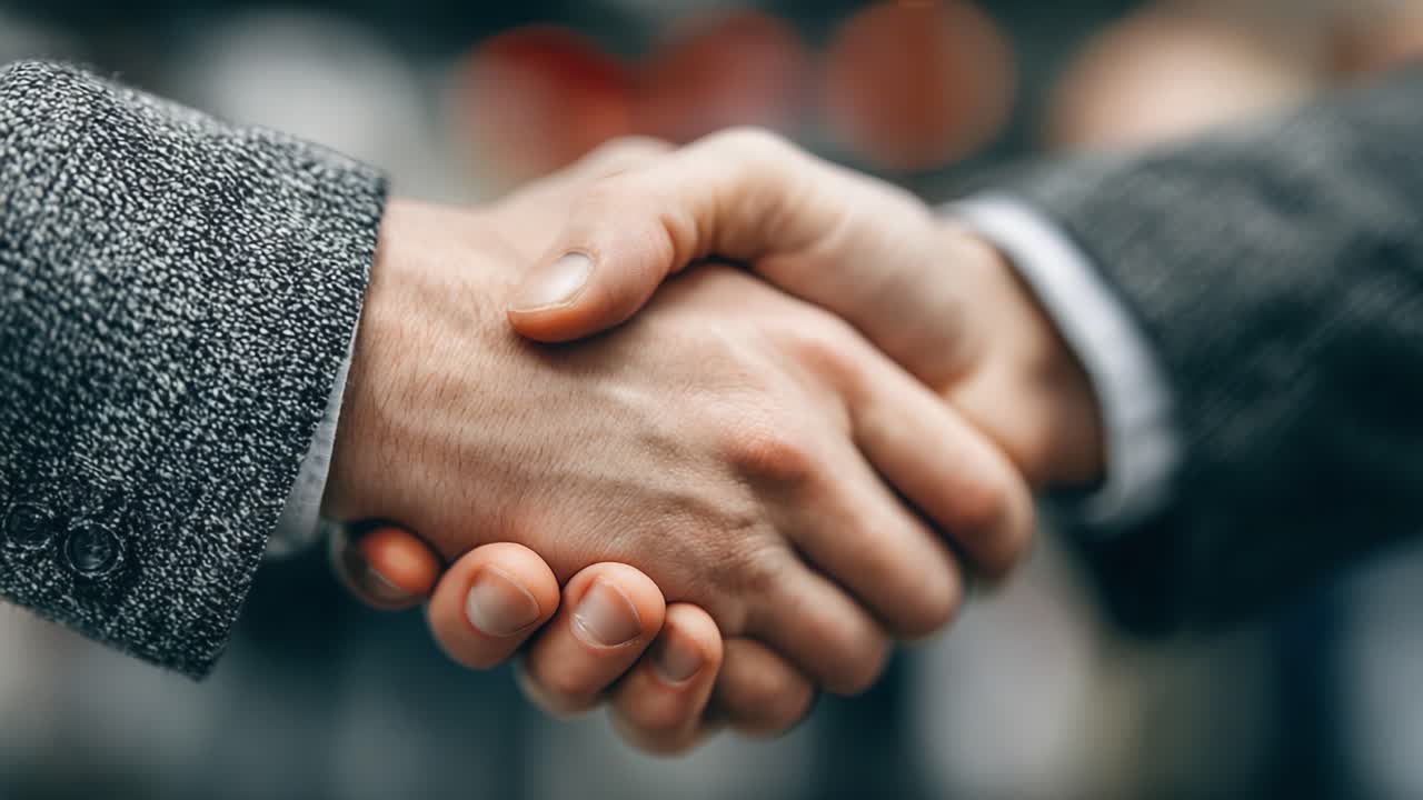 An Engaging Moment of Professional Agreement and Collaboration Captured in a Firm Handshake Between Two Individuals, Symbolizing Trust and Partnership