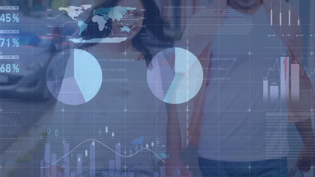 animación del procesamiento de datos financieros sobre diversas personas