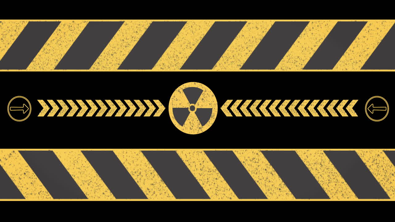 검은 바탕에 핵 기호의 애니메이션