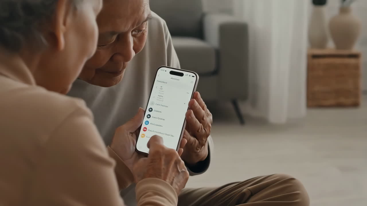 Elderly people using smartphone
