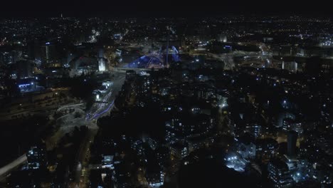 jerusalem cityscape at night with illuminated bridge