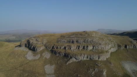 Aerial-Drone-Shot-of-Warrendale-Knots-Yorkshire-Dales-Countryside-Grass-and-Rocky-Hills-Sunny-Summer-Day-UK