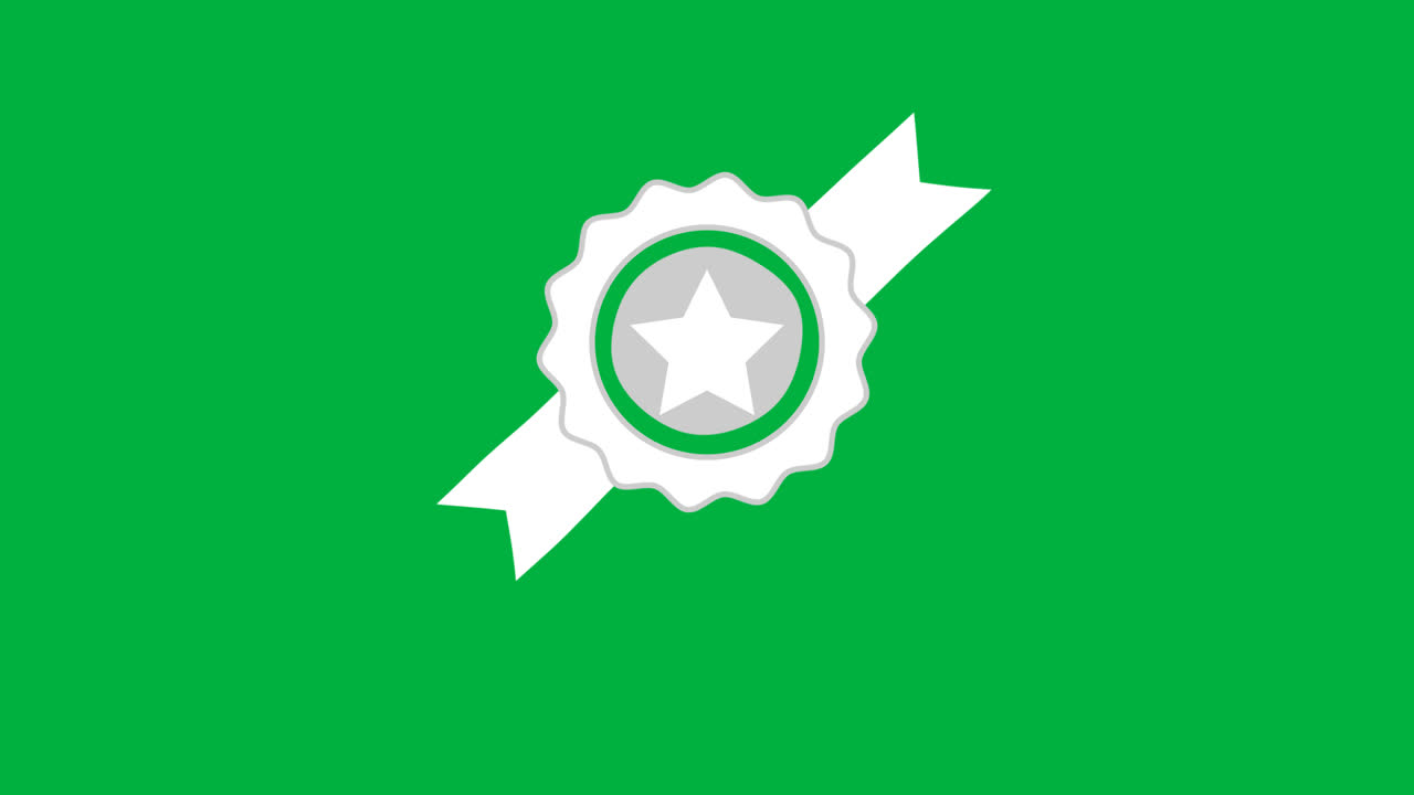 Animated Badge with Star and Ribbon on Green Screen