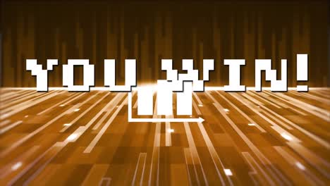 animation of you win in brown digital abstract space